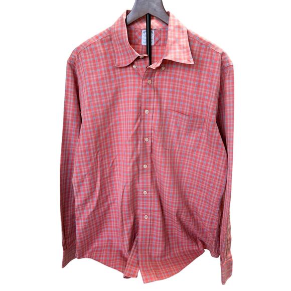 Brooks Brothers Slim Fit Non-Iron Red Blue Plaid Supima Cotton Shirt – Large - Picture 1 of 6